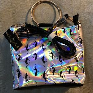 Baby Phat hand bag. Iridescent with logo print.